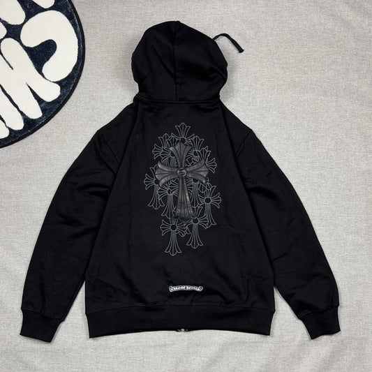 Chrome Hearts Big and Small Patches Zipper Hoodie