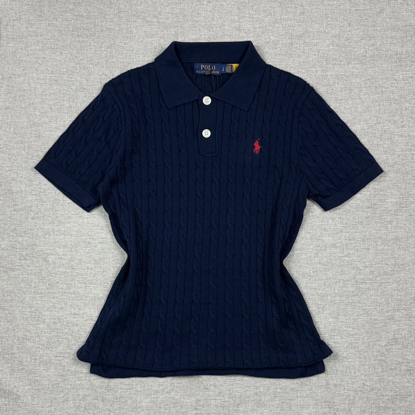 Ralph Lauren Women Cable-Knit Navy Polo