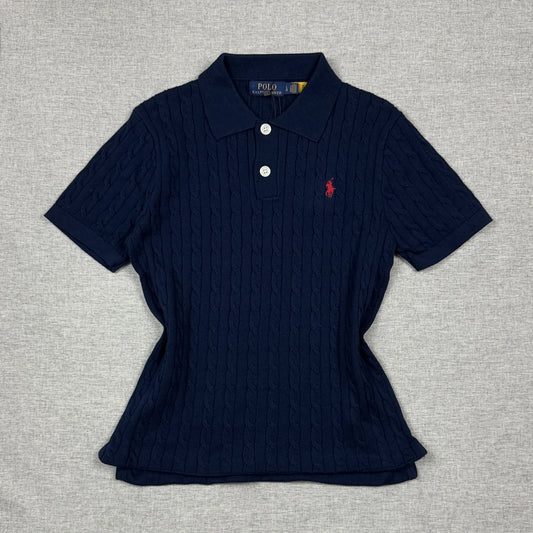 Ralph Lauren Women Cable-Knit Navy Polo