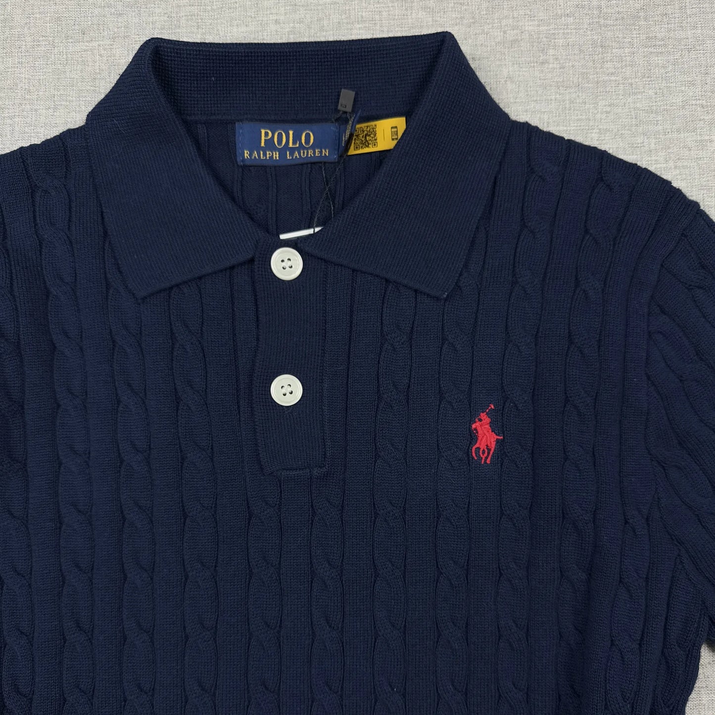 Ralph Lauren Women Cable-Knit Navy Polo