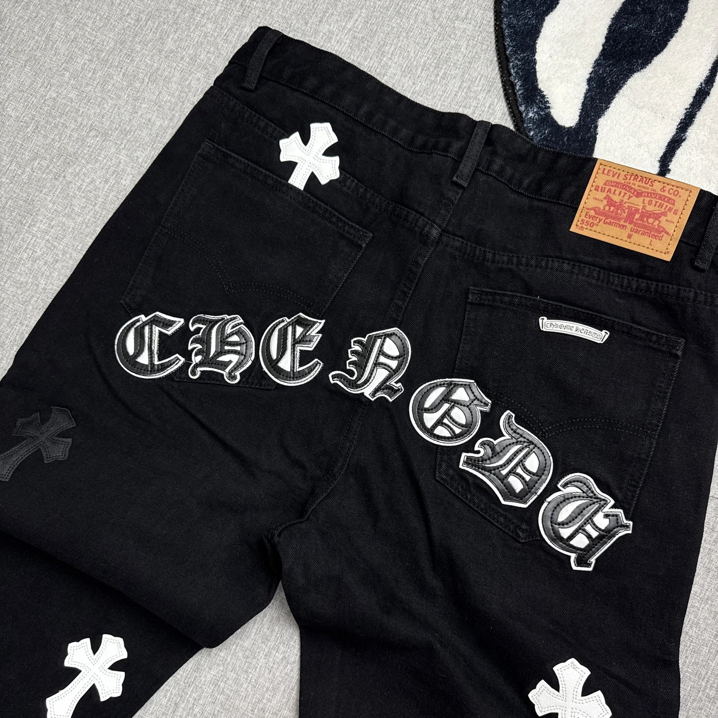 Chrome Hearts White Cross Patch Pants