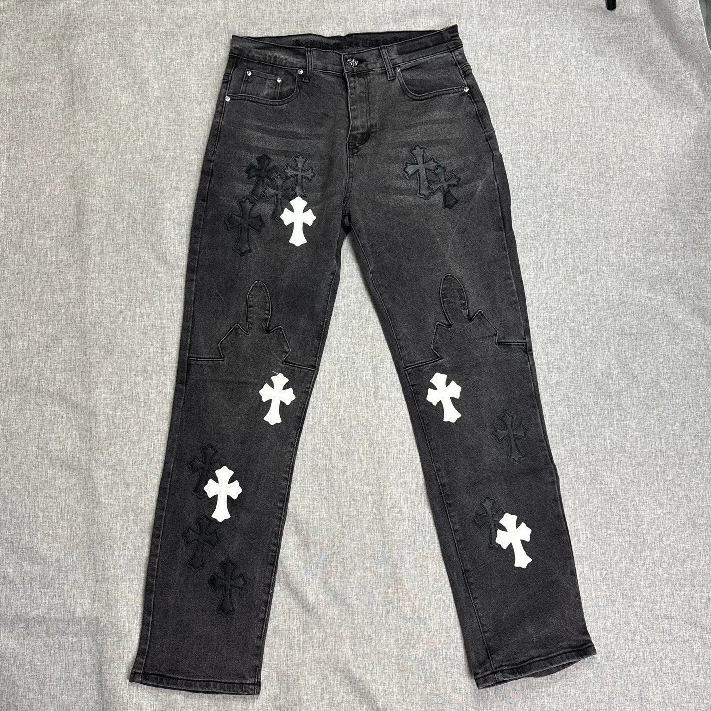 Chrome Hearts White Black Cross Patch Pants