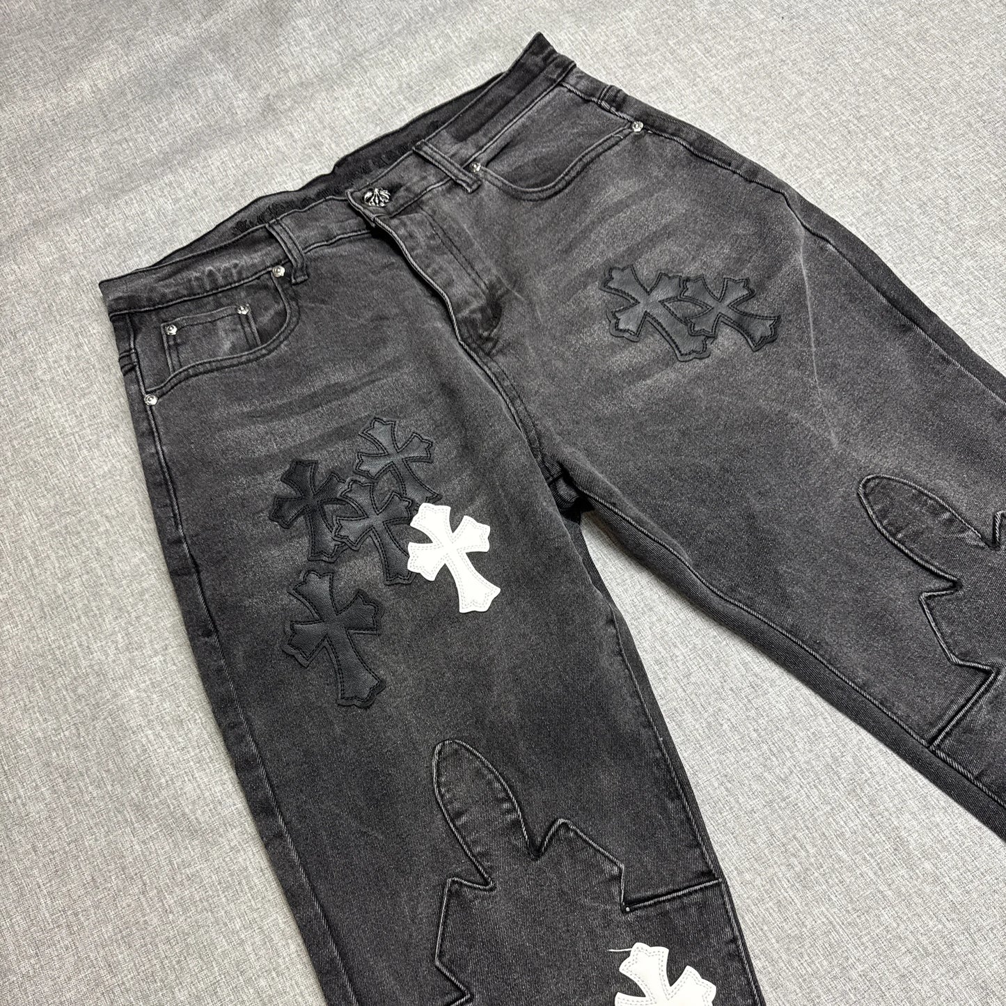 Chrome Hearts White Black Cross Patch Pants