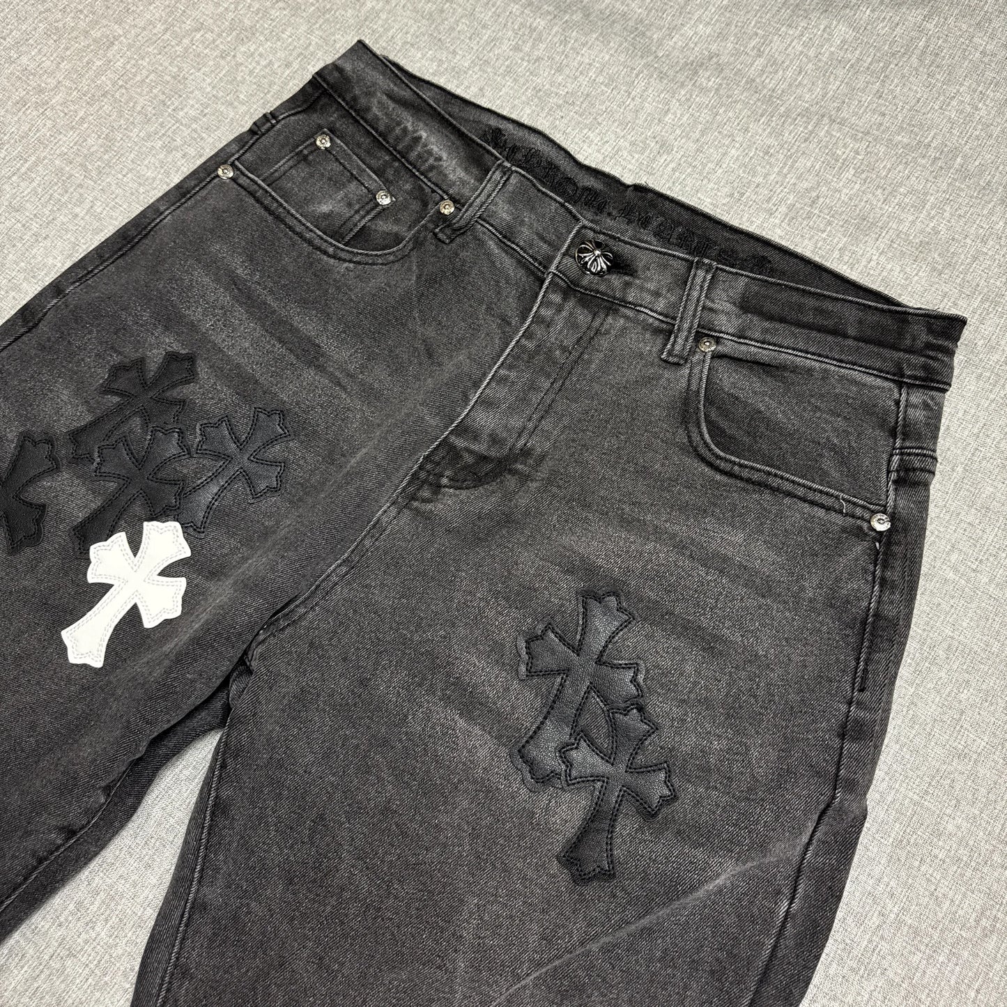 Chrome Hearts White Black Cross Patch Pants