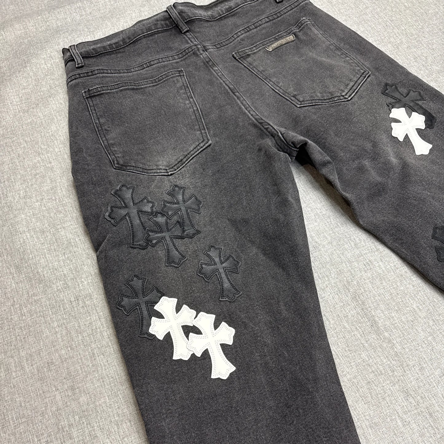 Chrome Hearts White Black Cross Patch Pants