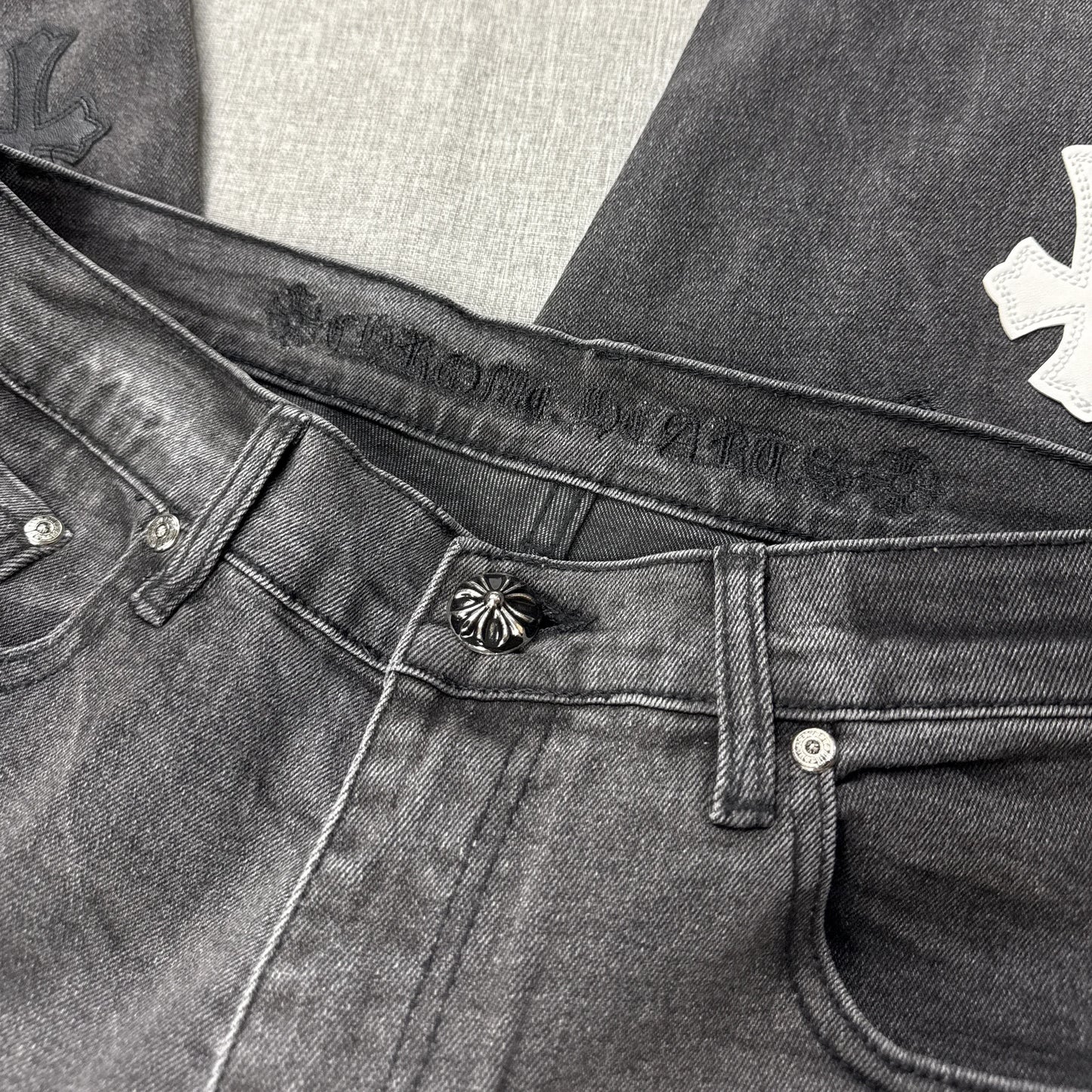 Chrome Hearts White Black Cross Patch Pants