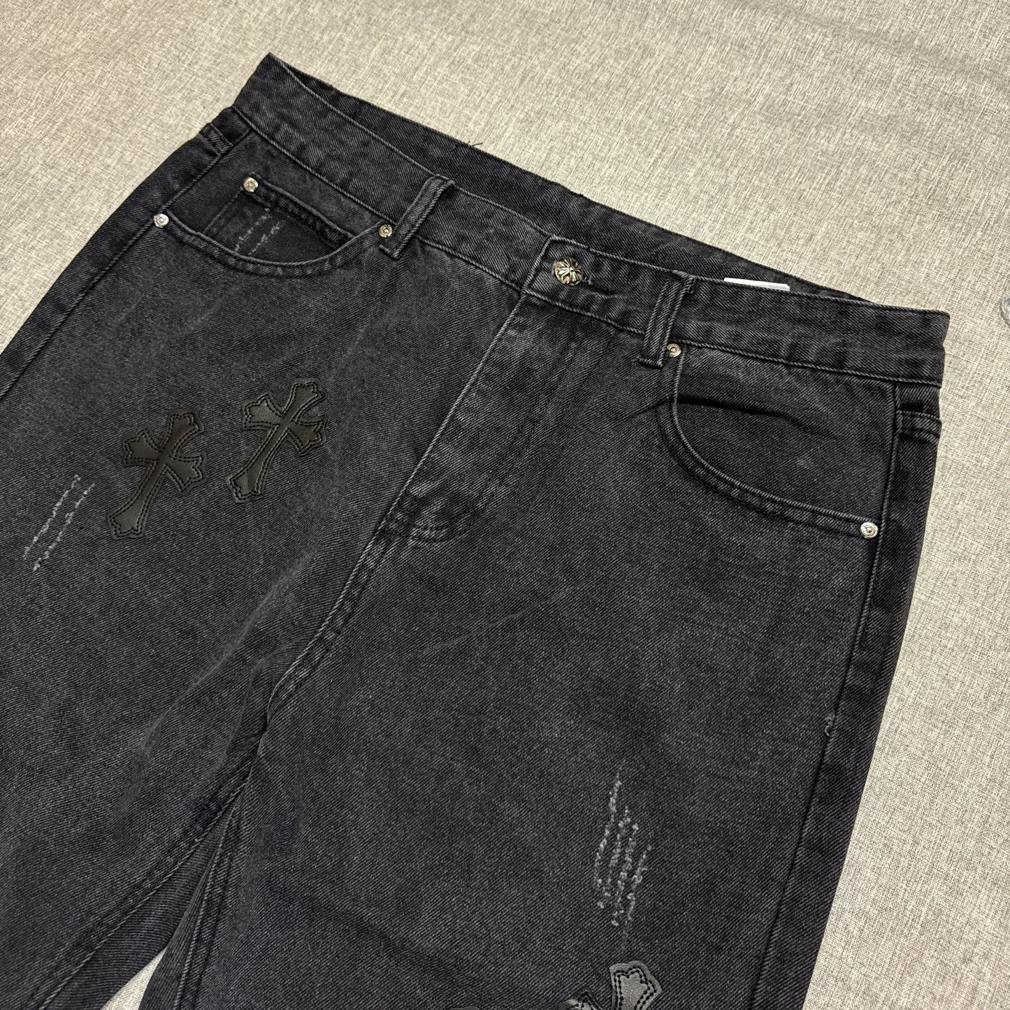 Chrome Hearts Black Cross Patch Pants