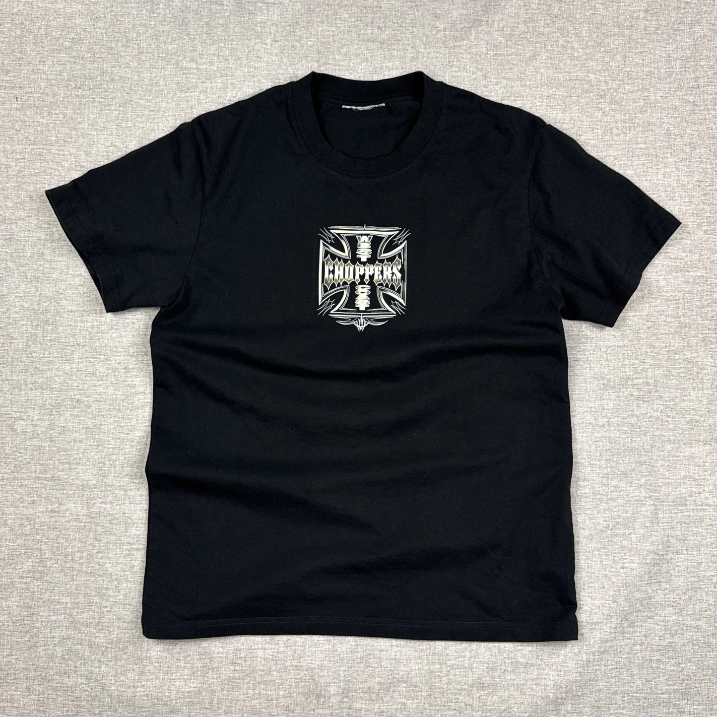 West Coast Choppers Goldy Cross Long Beach CA. Black
