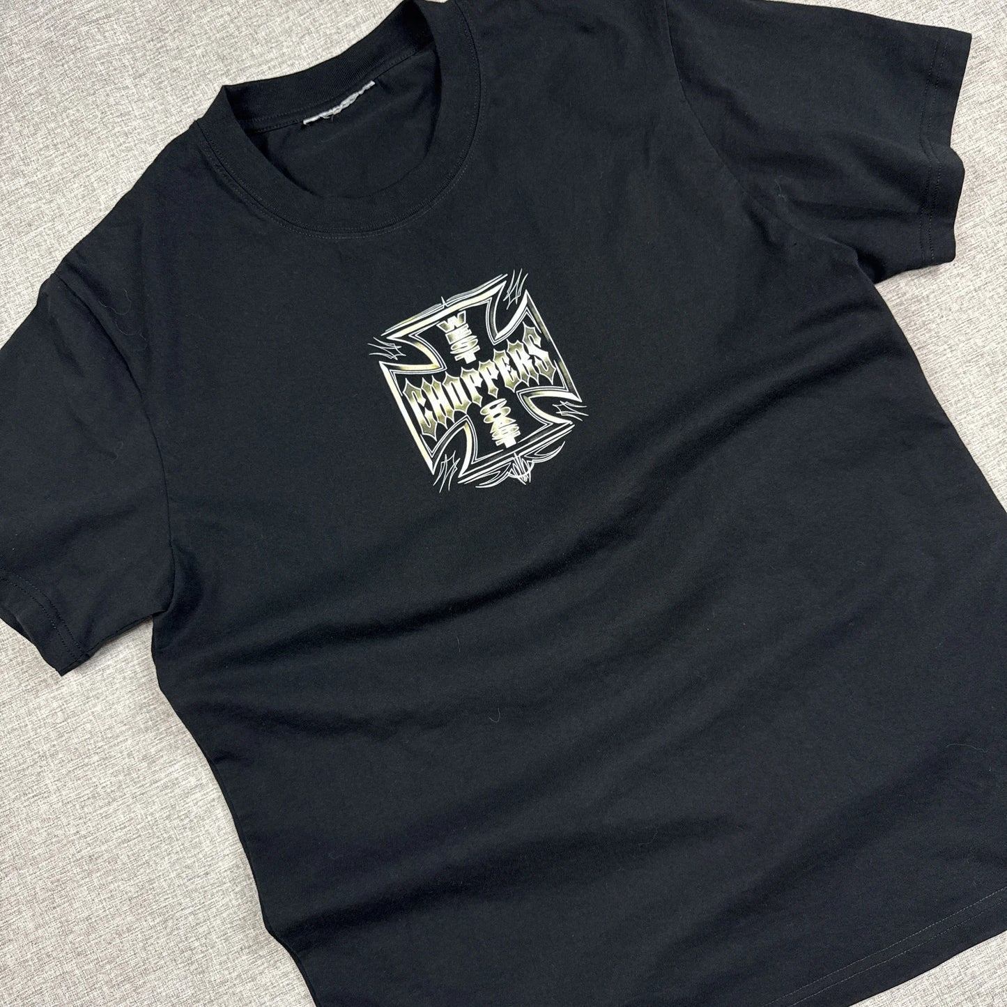West Coast Choppers Goldy Cross Long Beach CA. Black