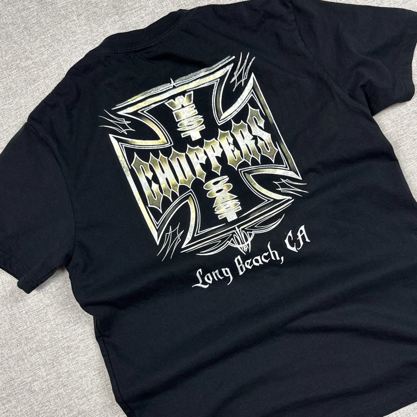 West Coast Choppers Goldy Cross Long Beach CA. Black