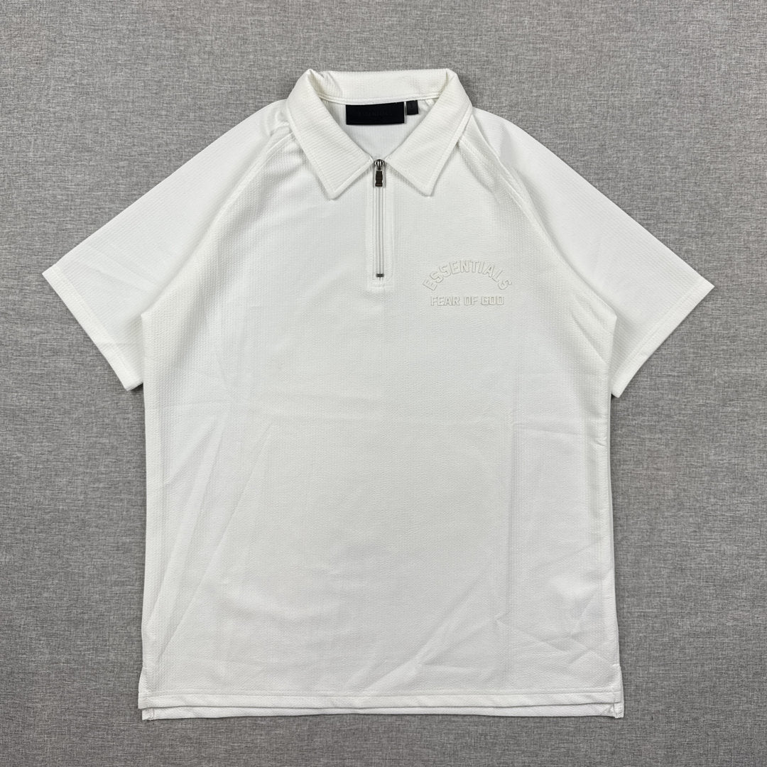 Essentials Half Zip Polo White
