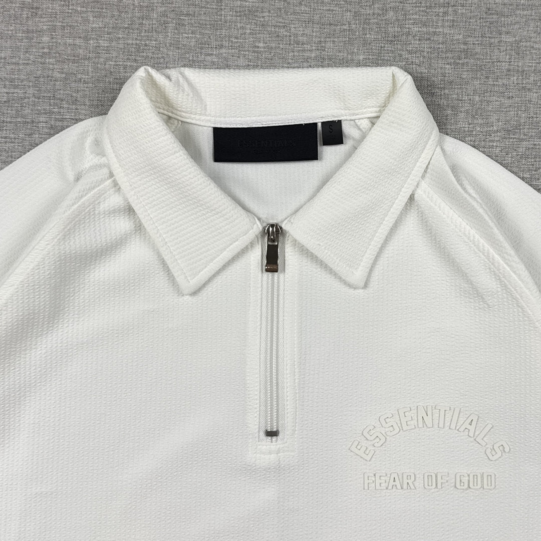Essentials Half Zip Polo White