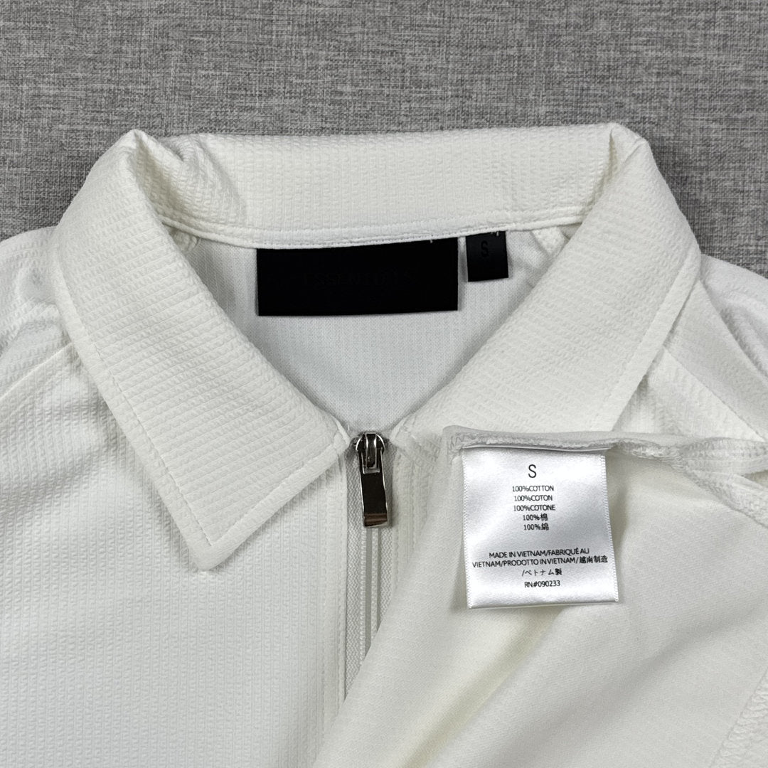Essentials Half Zip Polo White