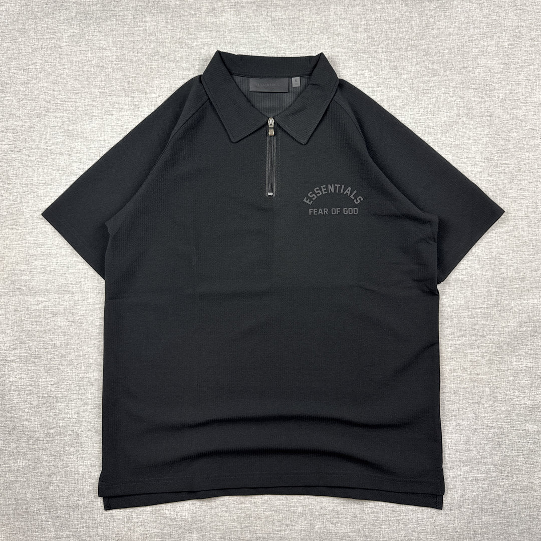Essentials Half Zip Polo Black (M)