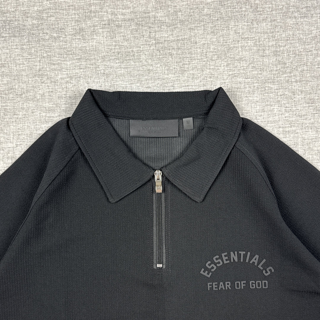 Essentials Half Zip Polo Black (M)