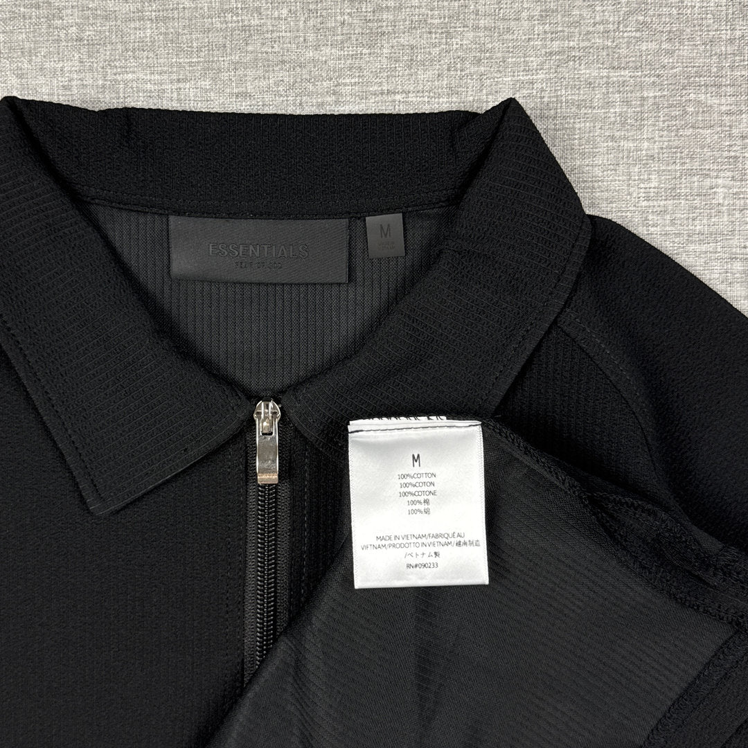 Essentials Half Zip Polo Black (M)