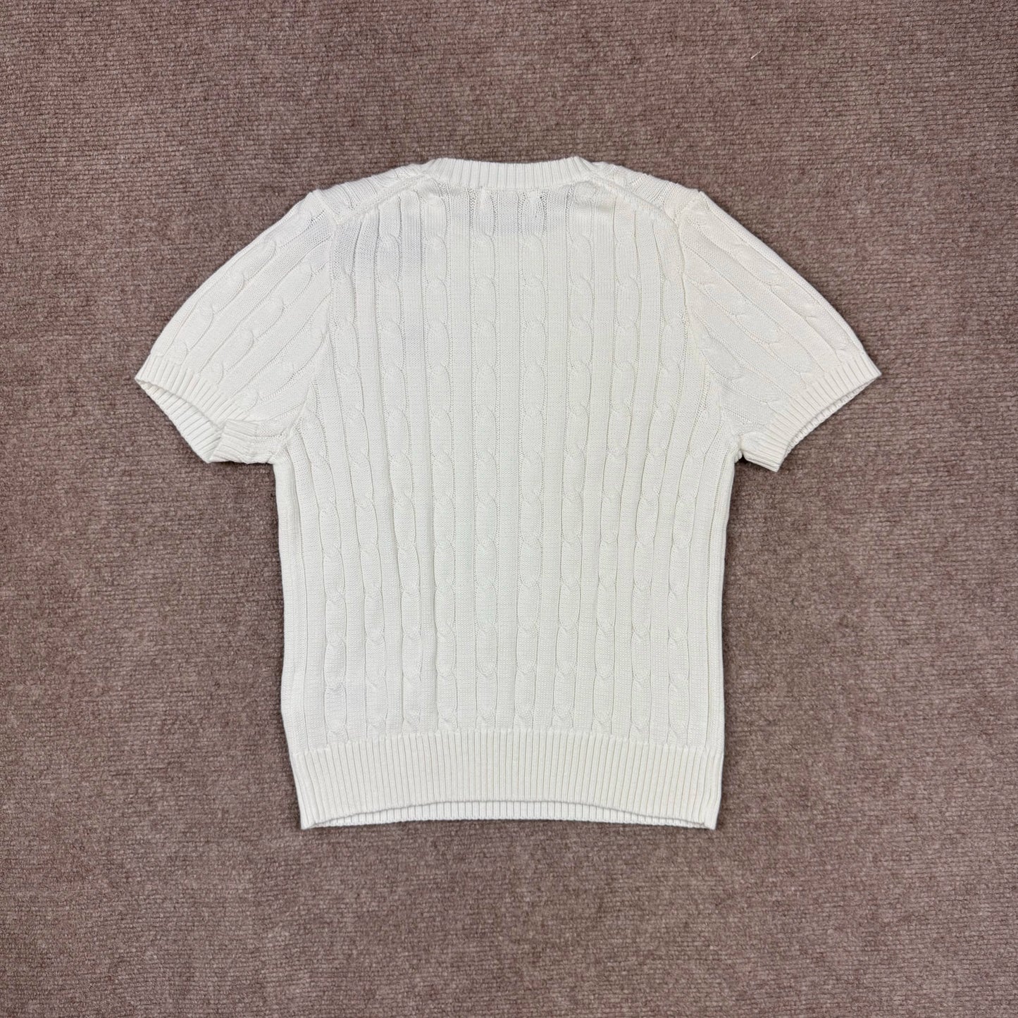 Ralph Lauren White Cable Knitted Short Sleeve