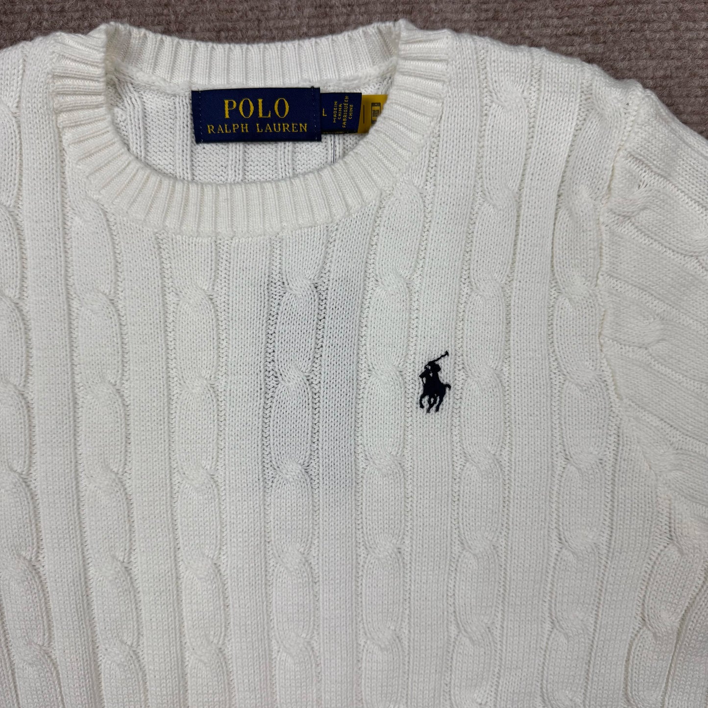 Ralph Lauren White Cable Knitted Short Sleeve