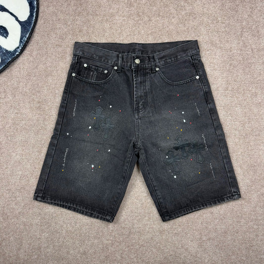 Chrome Hearts Denim Short Paint and Patch