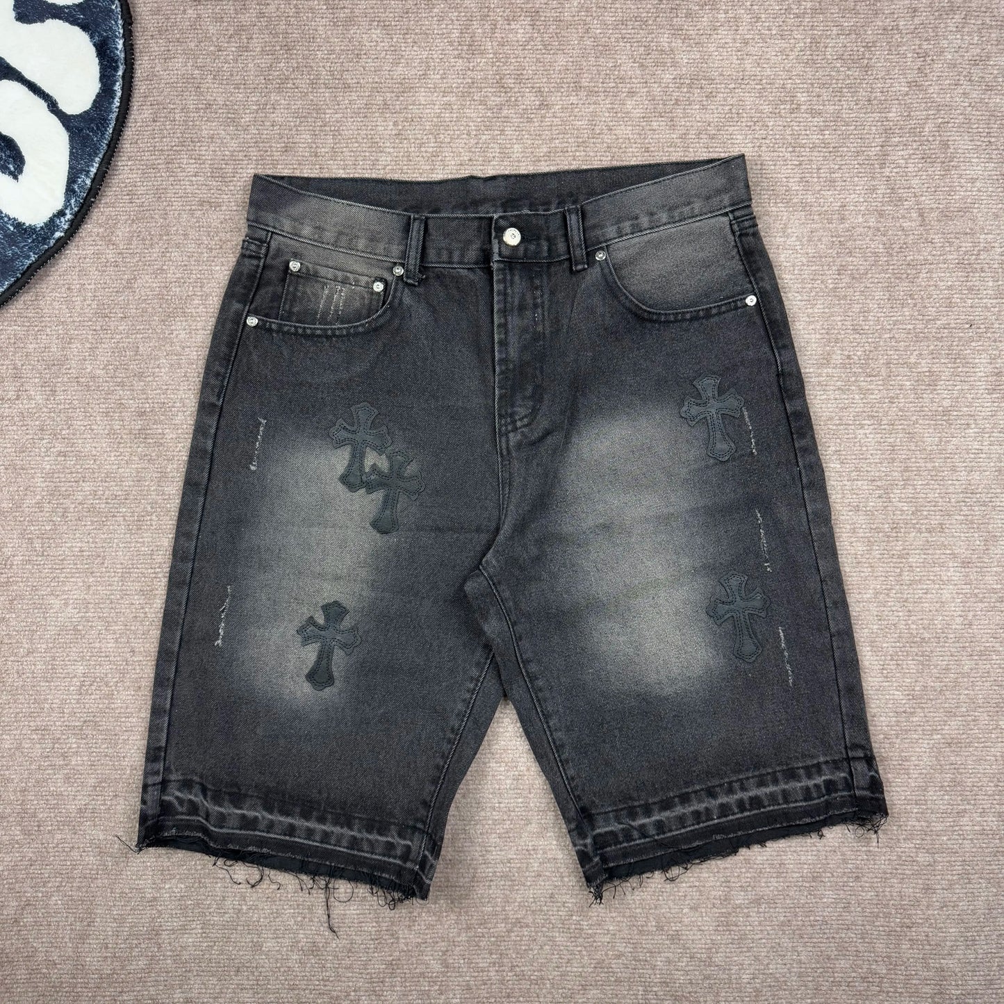 Chrome Hearts Denim Short with Cross Patch