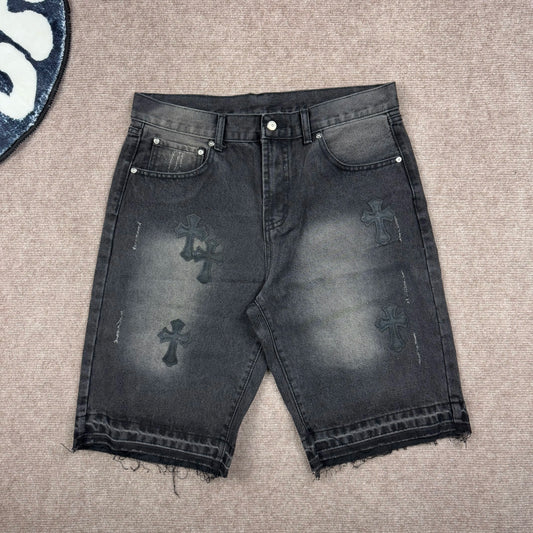 Chrome Hearts Denim Short with Cross Patch