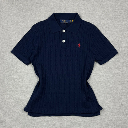 Ralph Lauren Women Cable-Knit Navy Polo