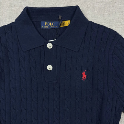 Ralph Lauren Women Cable-Knit Navy Polo