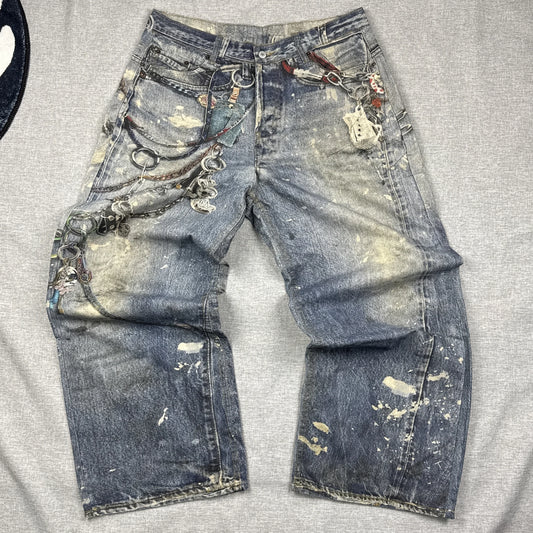 Acne Studio Blue Splashed Ink Chain
