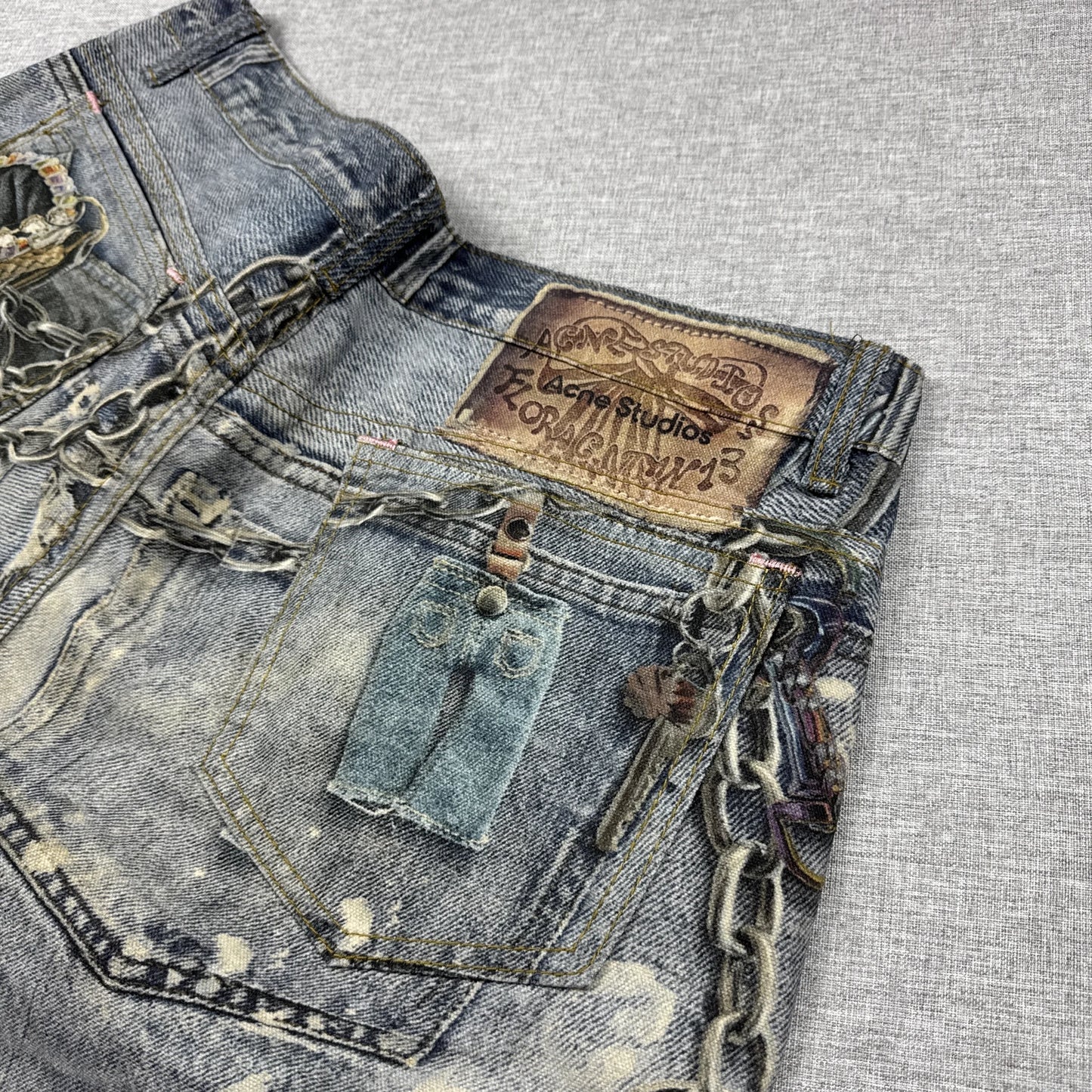 Acne Studio Blue Splashed Ink Chain