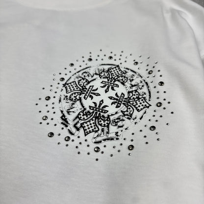 Chrome Hearts Horseshoe Multi Flower Logo White Shirt