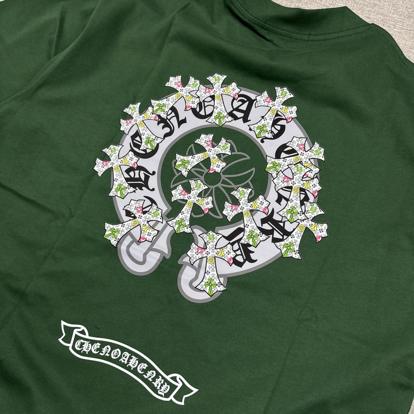 Chrome Hearts Multi Colorful Cross Green Shirt