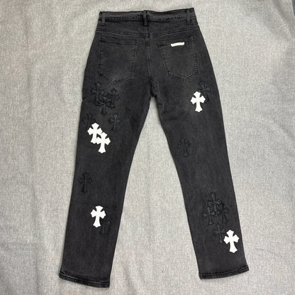 Chrome Hearts White Black Cross Patch Pants