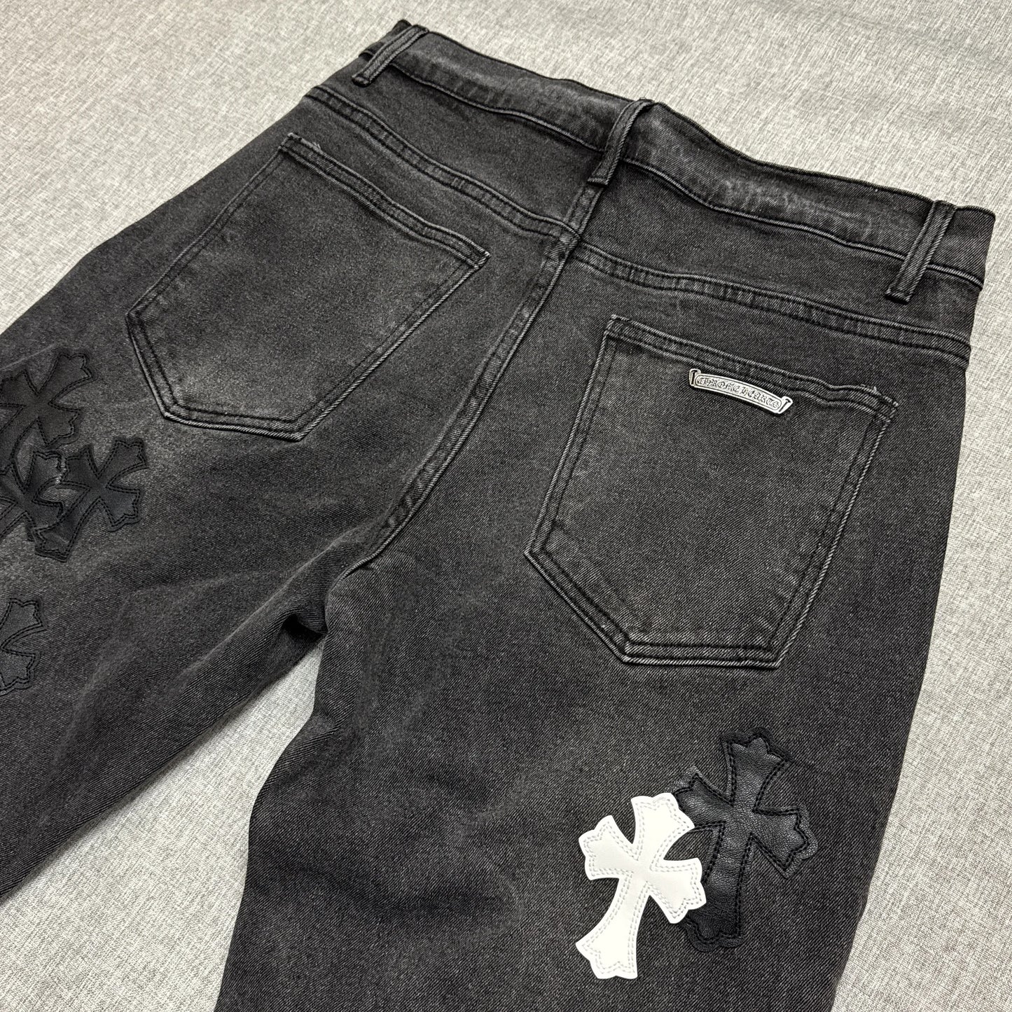 Chrome Hearts White Black Cross Patch Pants