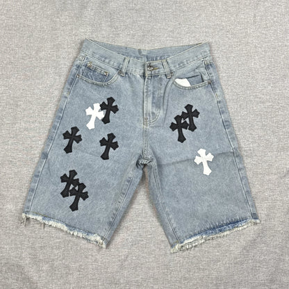 Chrome Hearts White Black Cross Patch Jorts