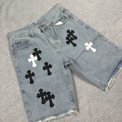 Chrome Hearts White Black Cross Patch Jorts