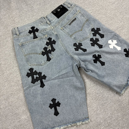 Chrome Hearts White Black Cross Patch Jorts
