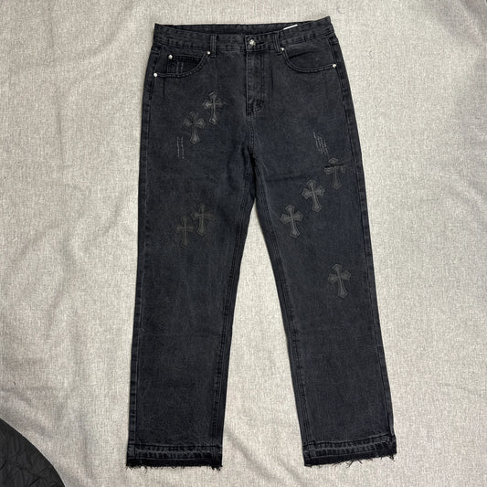 Chrome Hearts Black Cross Patch Pants