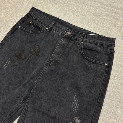 Chrome Hearts Black Cross Patch Pants