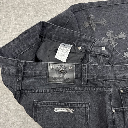 Chrome Hearts Black Cross Patch Pants