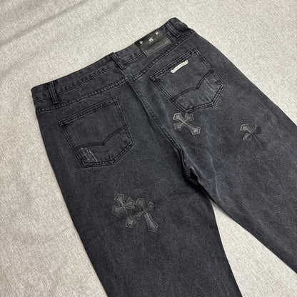Chrome Hearts Black Cross Patch Pants