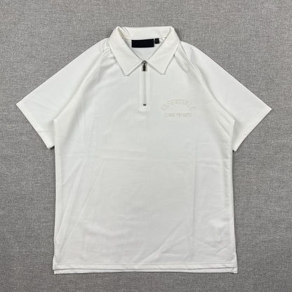 Essentials Half Zip Polo White