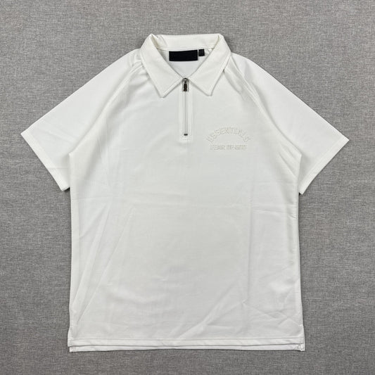 Essentials Half Zip Polo White