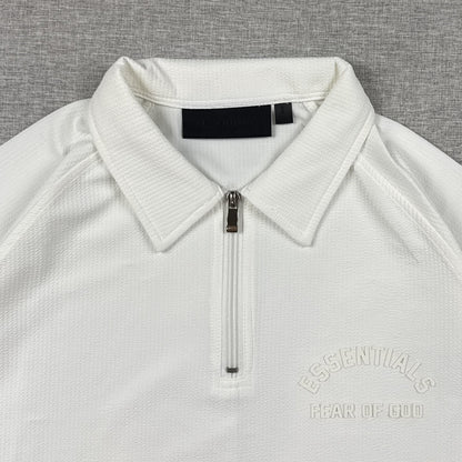 Essentials Half Zip Polo White