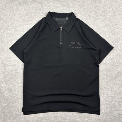 Essentials Half Zip Polo Black (M)