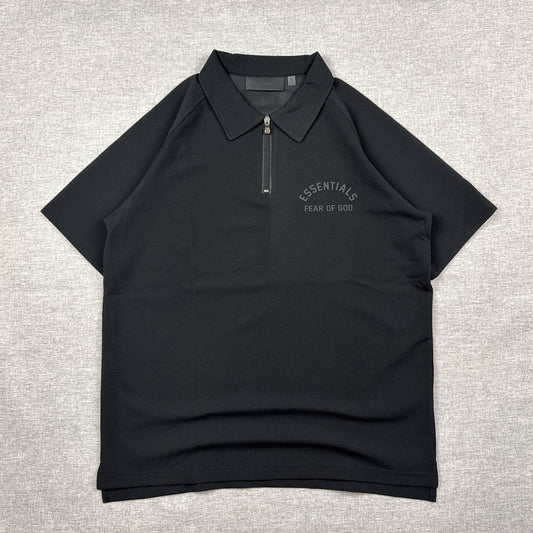 Essentials Half Zip Polo Black (M)