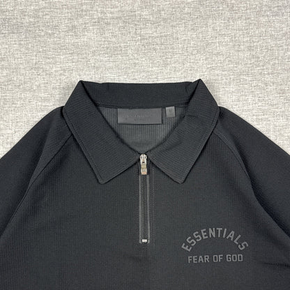 Essentials Half Zip Polo Black (M)